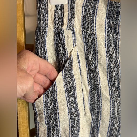 SO Goods for Life Linen High Rise Tapered Pull On Elastic Waist Striped Pants - Picture 3 of 6